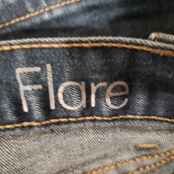 Calvin Klein Flare Stretch Blue Denim Jeans Size 2 X 32 Whiskering Fading - Picture 14 of 14